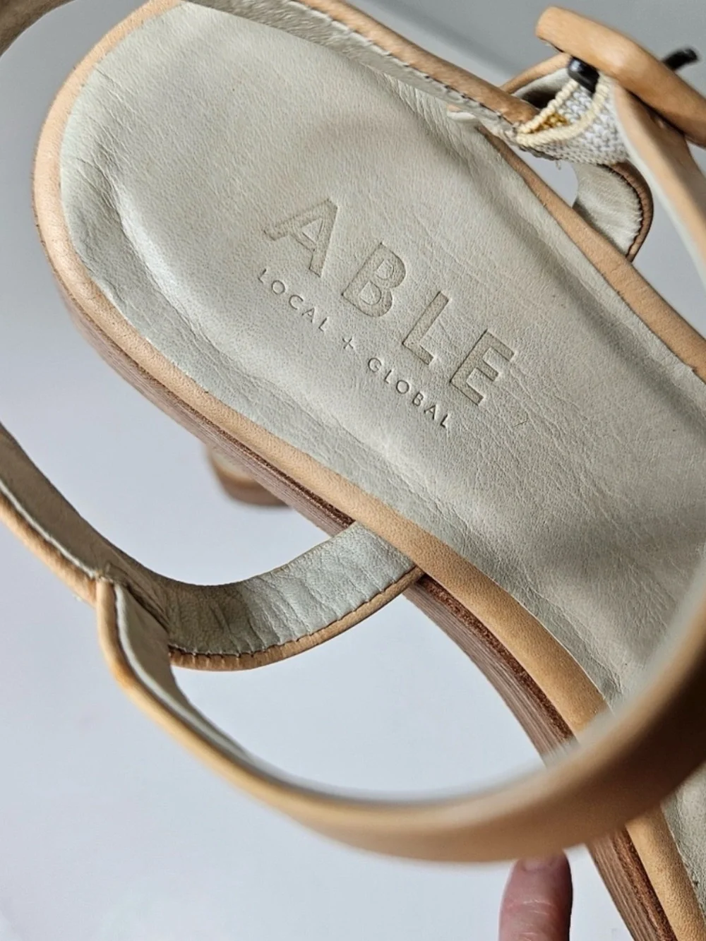 Able Larissa Platform Sandals Camel Nude Tan Leather Women's 9.5